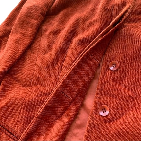 Vtg Emanuel Ungaro Chenille Collarless Buttoned Jacket Rust Orange Size US4 EU38 - Picture 4 of 9